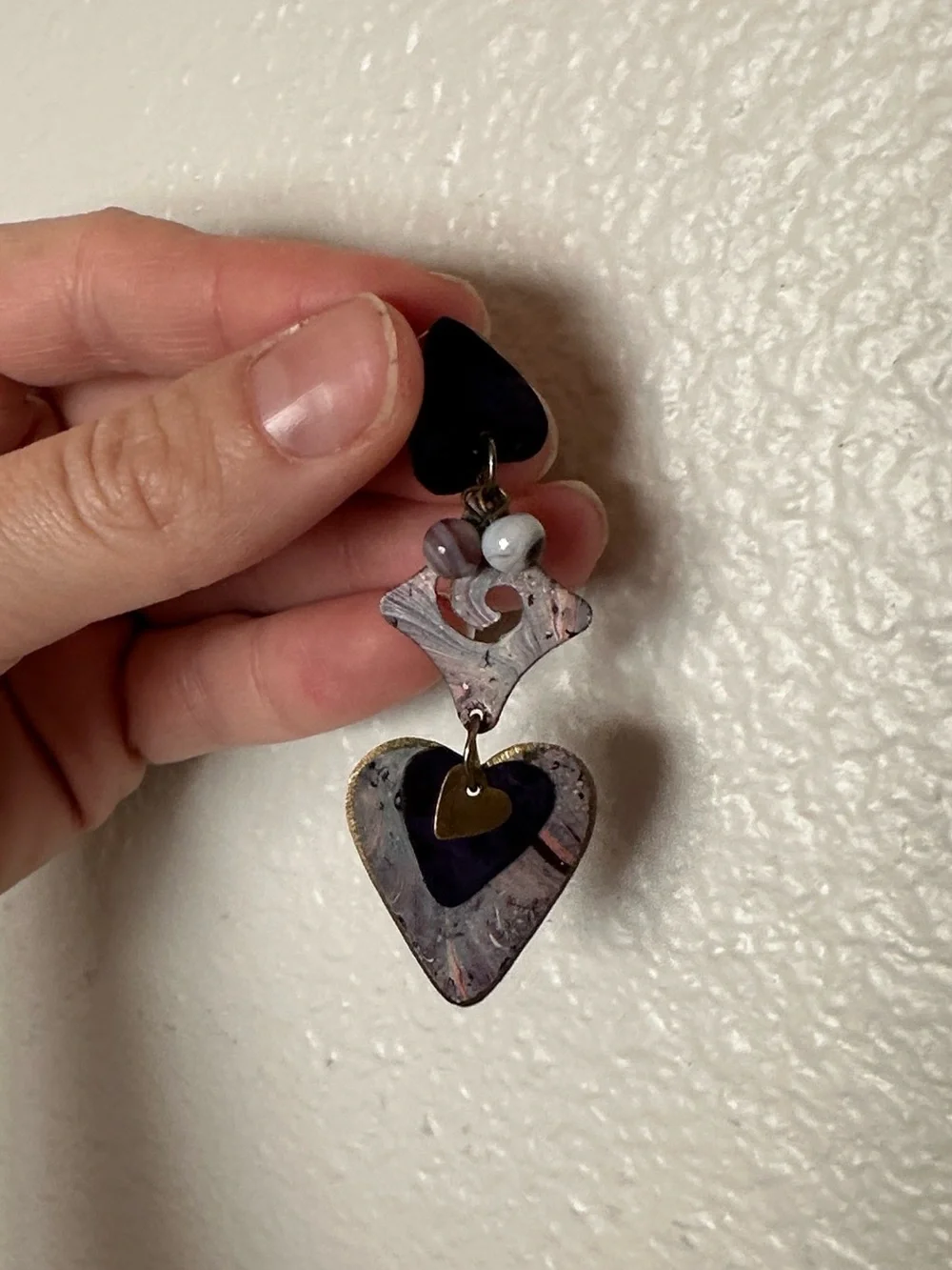Purple Heart Dangle Earrings